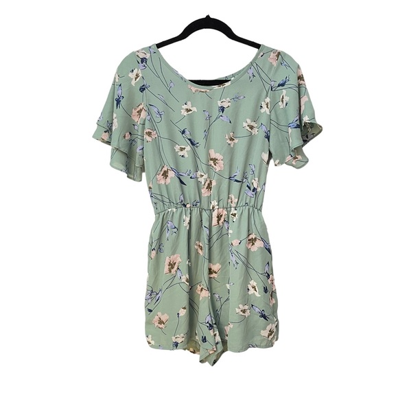 Sienna Sky Pants - Sienna Sky Floral Spring Short Ruffled Sleeve Romper Size S